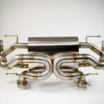 High-performance Valvetronic stainless steel exhaust for Aston Martin DB9, DBS, Virage, and Vanquish.